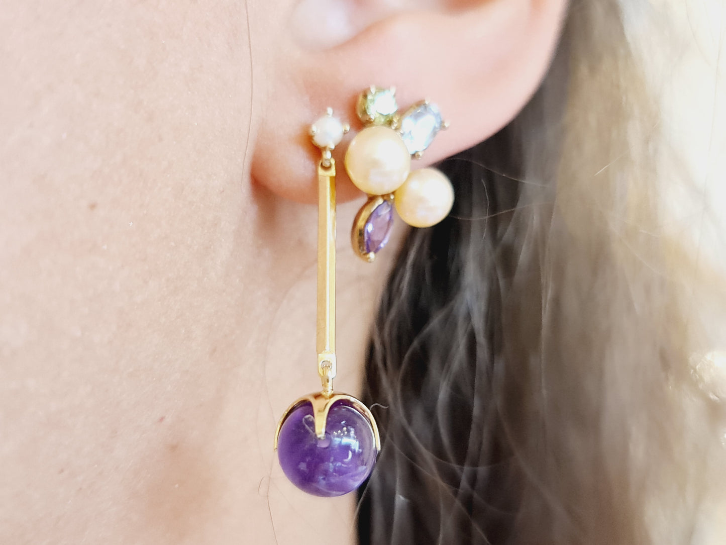Ohrringe Amethyst 585 14 KT Gold