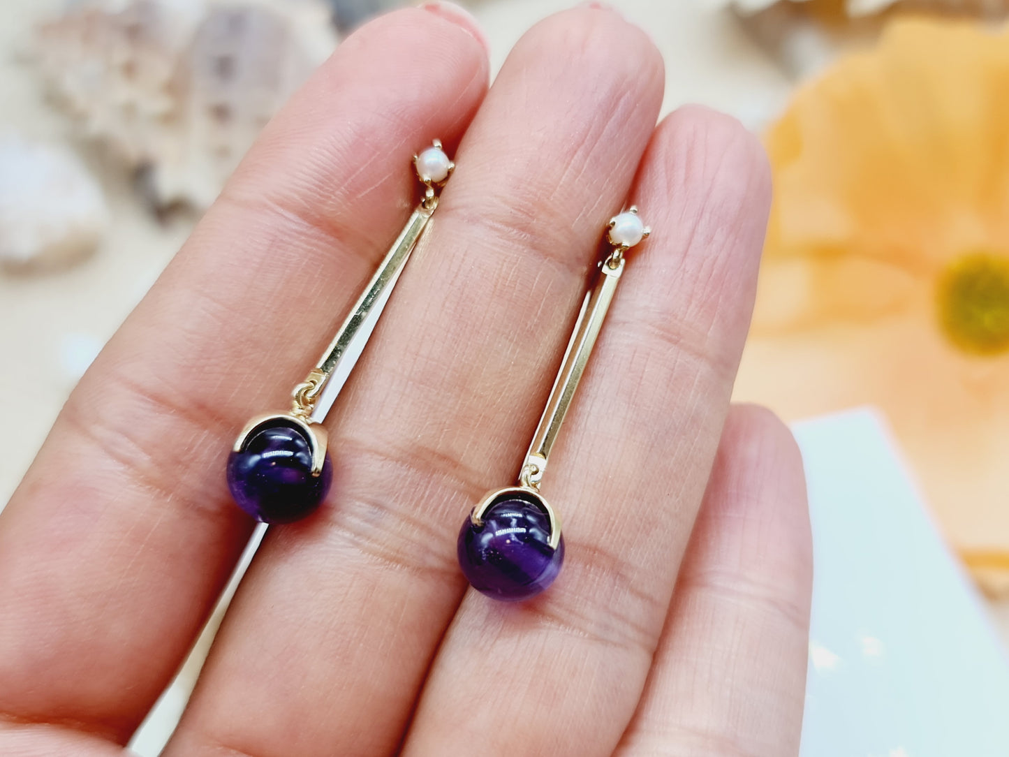 Ohrringe Amethyst 585 14 KT Gold