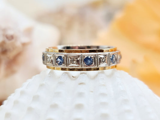 Ring Safire Brillanten 750 18 KT bicolor Gold Gr. 55