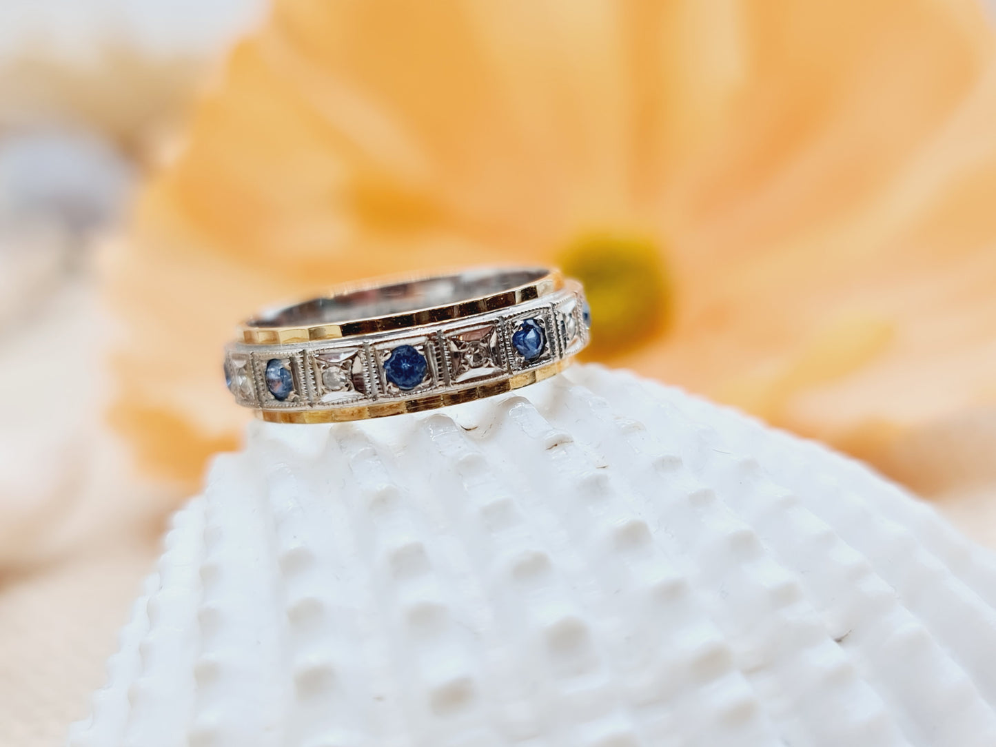 Ring Safire Brillanten 750 18 KT bicolor Gold Gr. 55