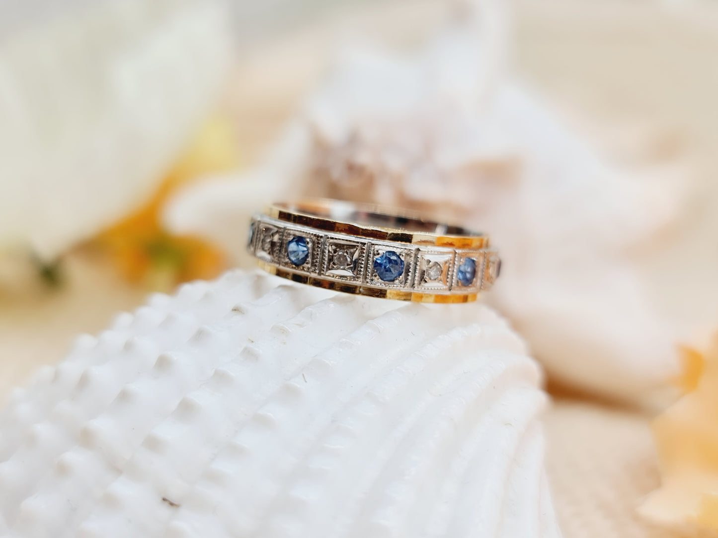 Ring Safire Brillanten 750 18 KT bicolor Gold Gr. 55