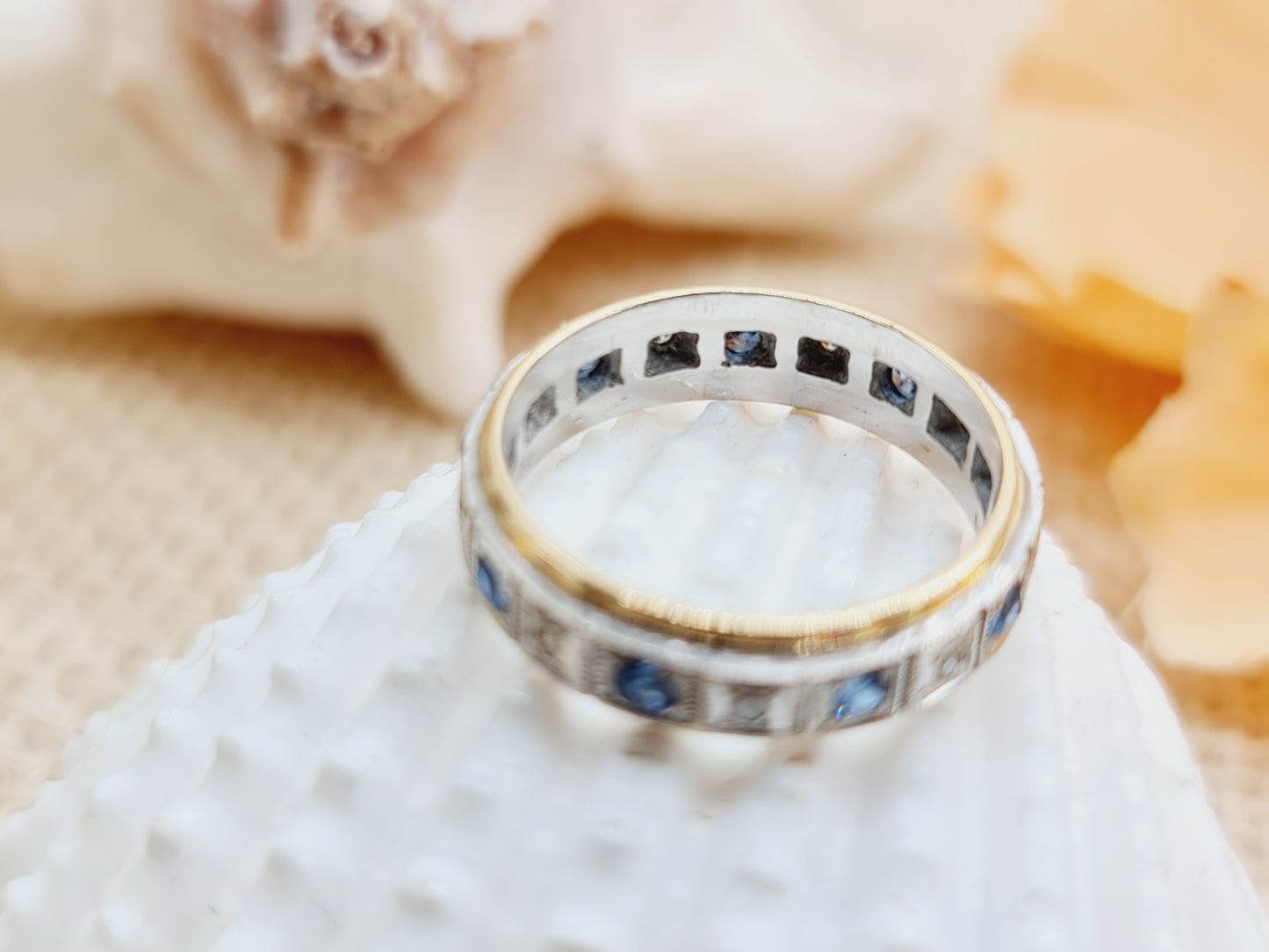 Ring Safire Brillanten 750 18 KT bicolor Gold Gr. 55