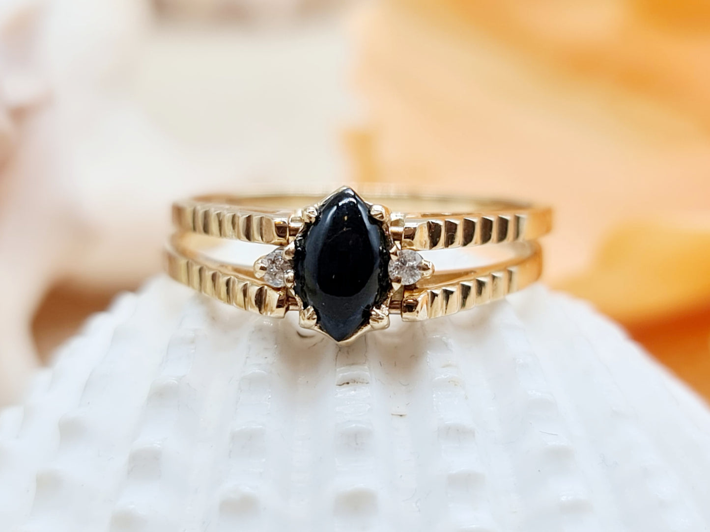 Wechselring Laminar Onyx Brillanten 585 14 KT Gold Gr. 60