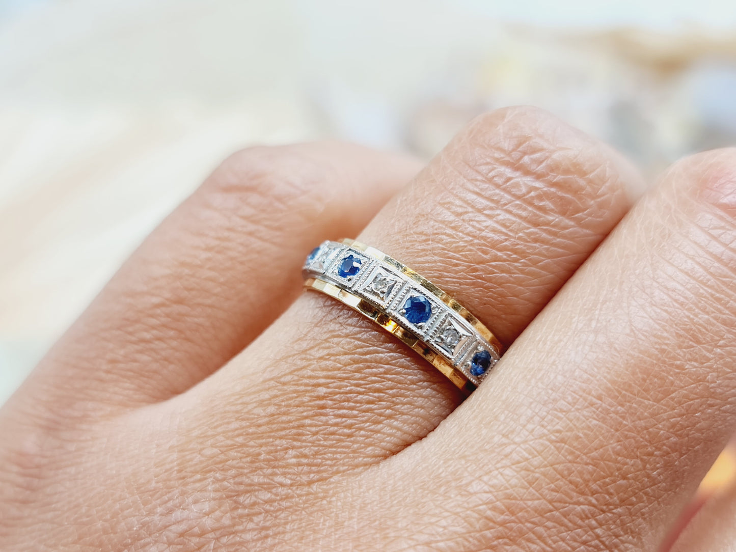 Ring Safire Brillanten 750 18 KT bicolor Gold Gr. 55