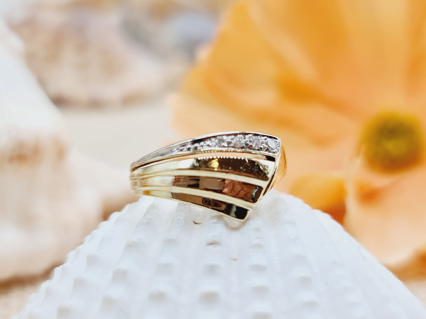 Ring Brillanten 585 14 KT bicolor Gold Gr. 54