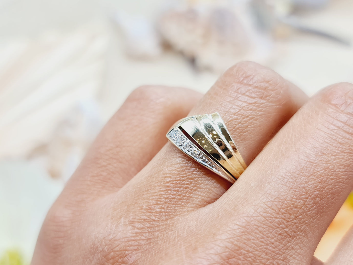 Ring Brillanten 585 14 KT bicolor Gold Gr. 54