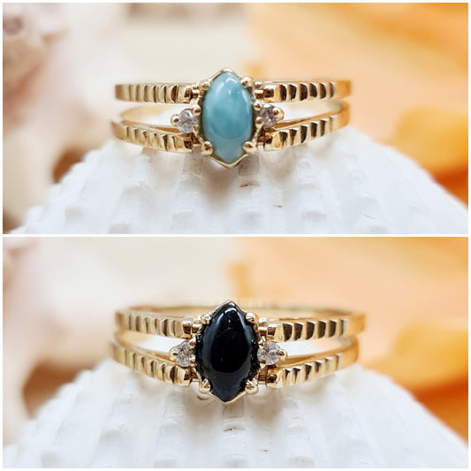 Wechselring Laminar Onyx Brillanten 585 14 KT Gold Gr. 60