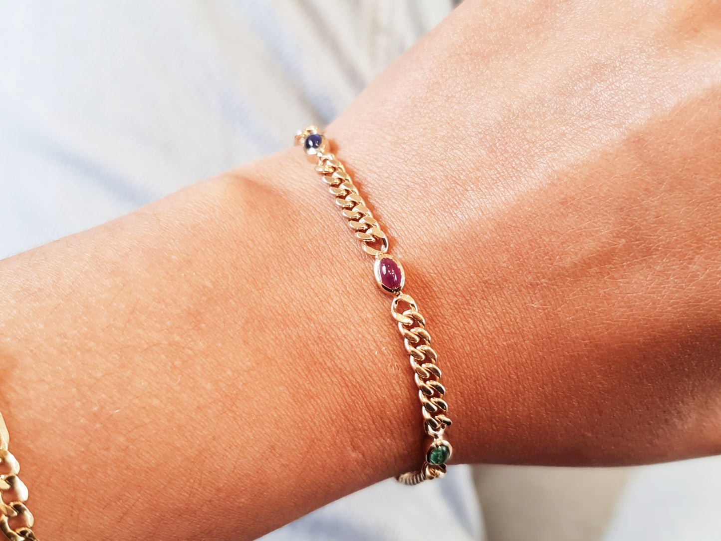 Armband Edelsteine 4,4mm 18,5cm 585 14 KT Gold