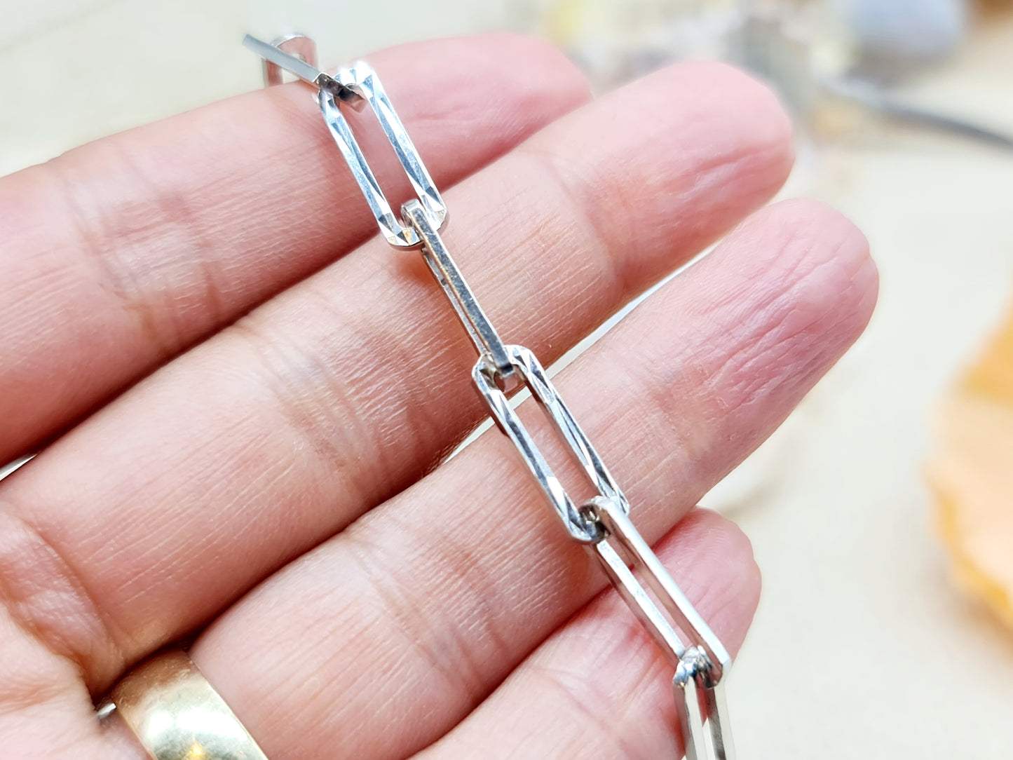 Armband Paperclip 4,7mm 19,5cm 333 8 KT Weißgold