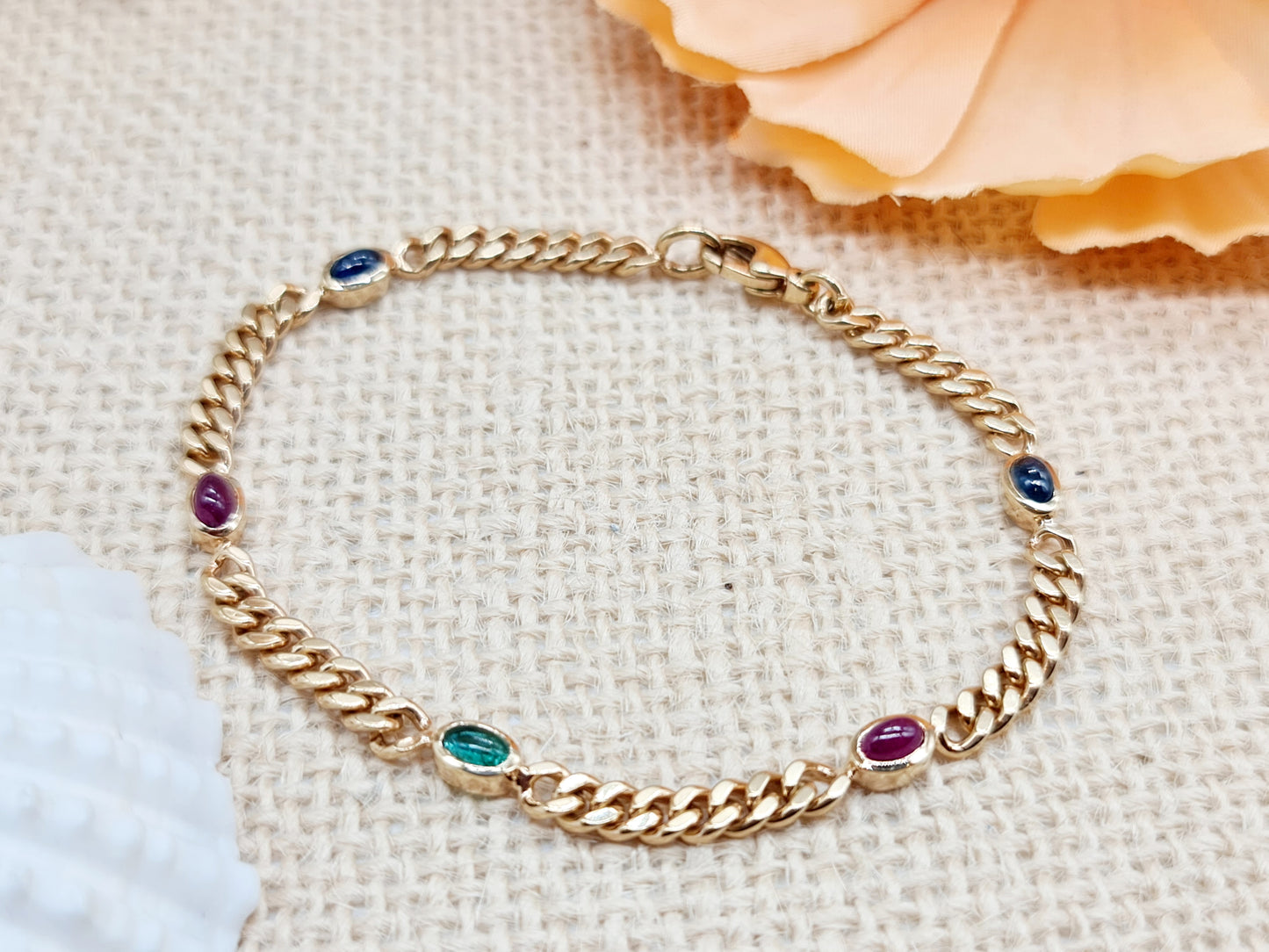 Armband Edelsteine 4,4mm 18,5cm 585 14 KT Gold