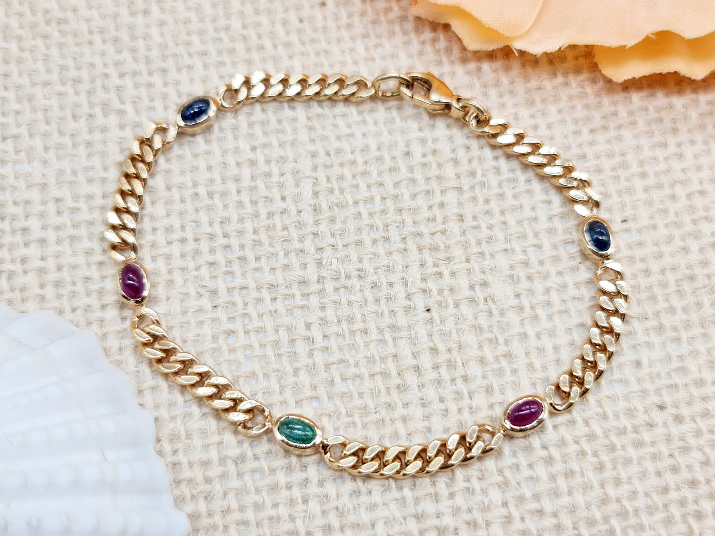 Armband Edelsteine 4,4mm 18,5cm 585 14 KT Gold