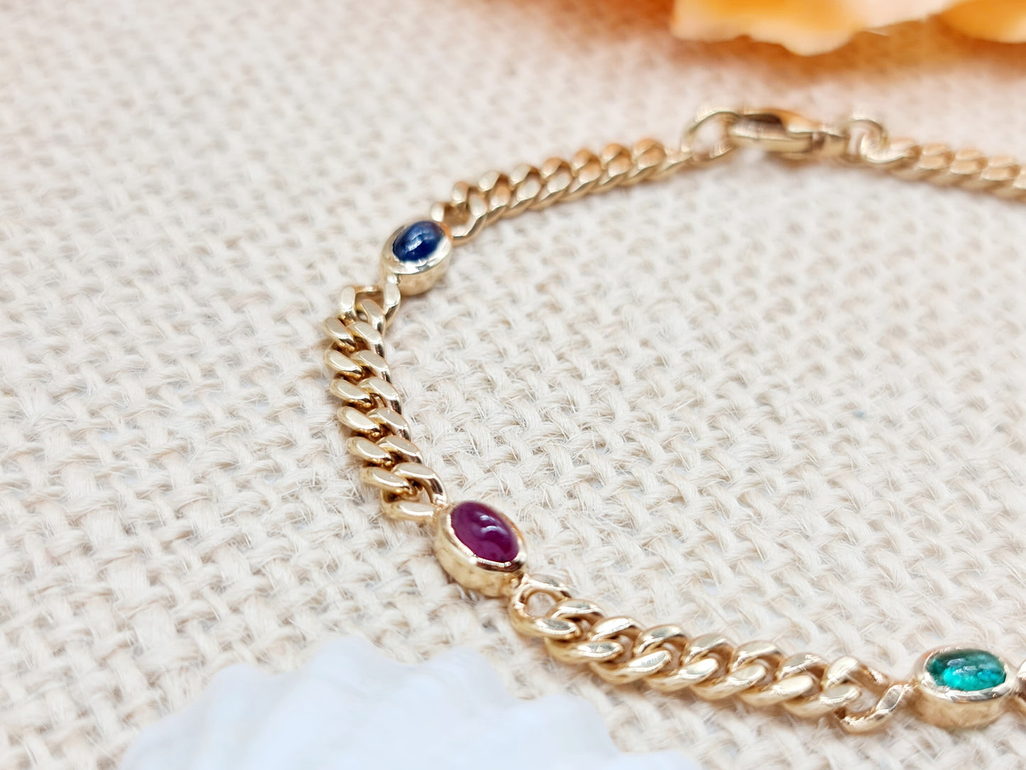 Armband Edelsteine 4,4mm 18,5cm 585 14 KT Gold