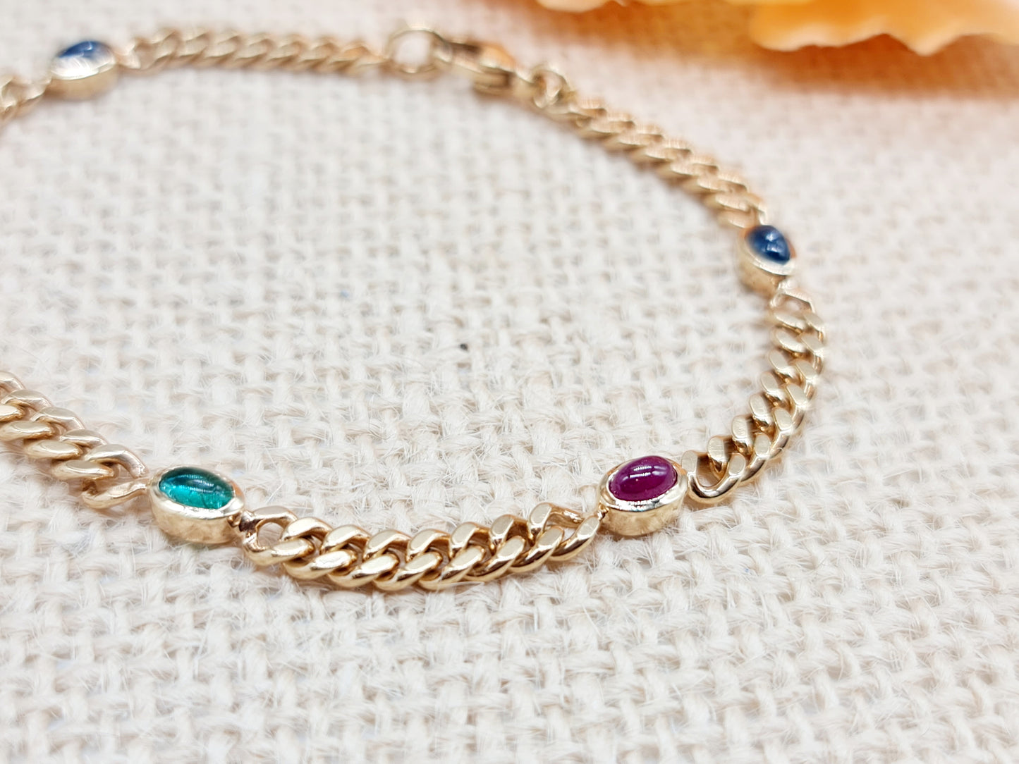 Armband Edelsteine 4,4mm 18,5cm 585 14 KT Gold