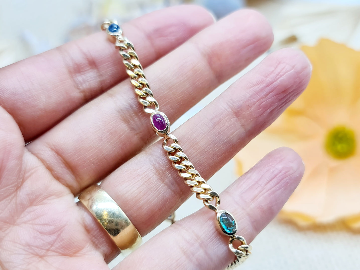 Armband Edelsteine 4,4mm 18,5cm 585 14 KT Gold