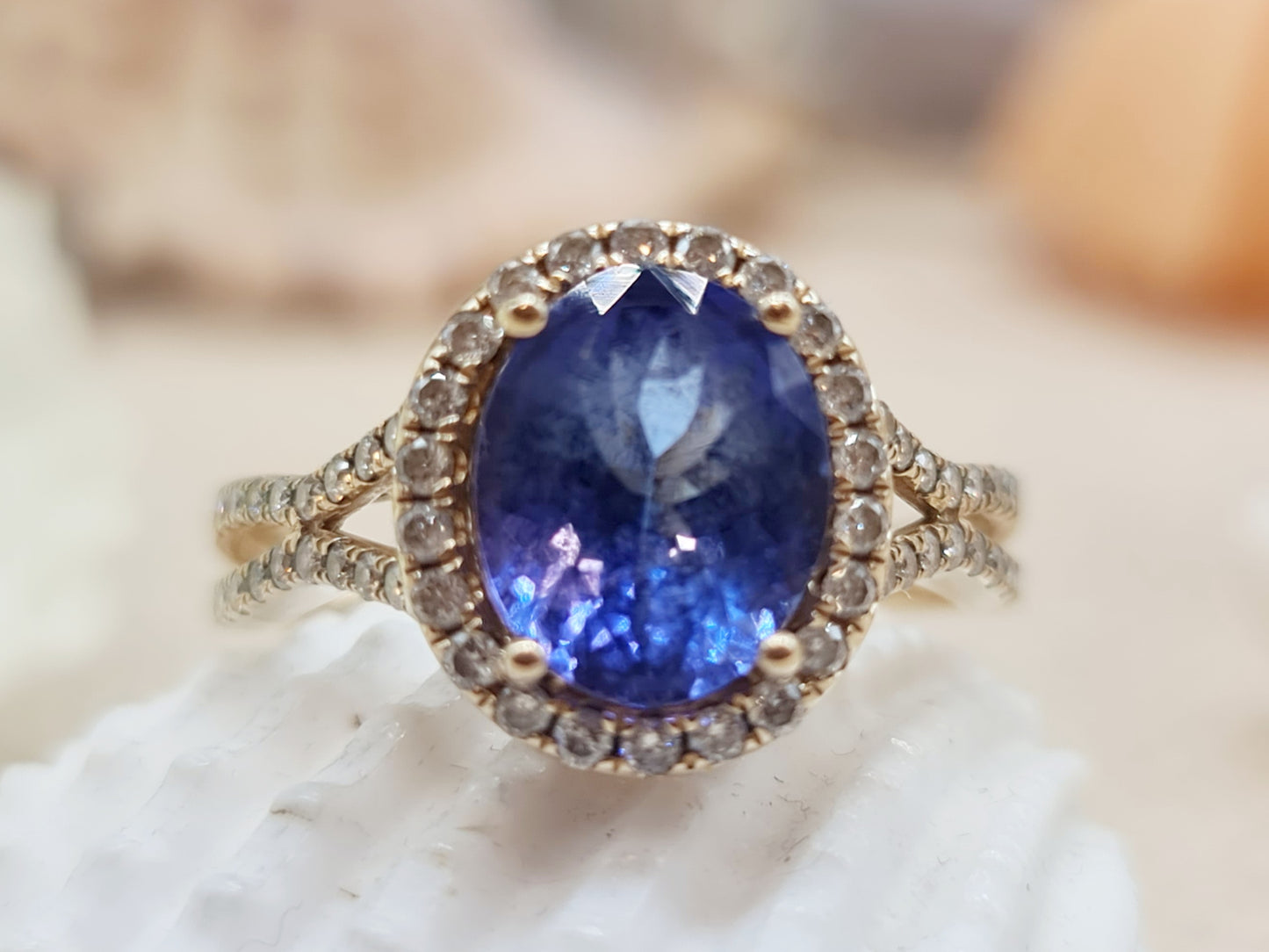 Ring Tansanit Brillanten 585 14 KT Gold Gr. 64