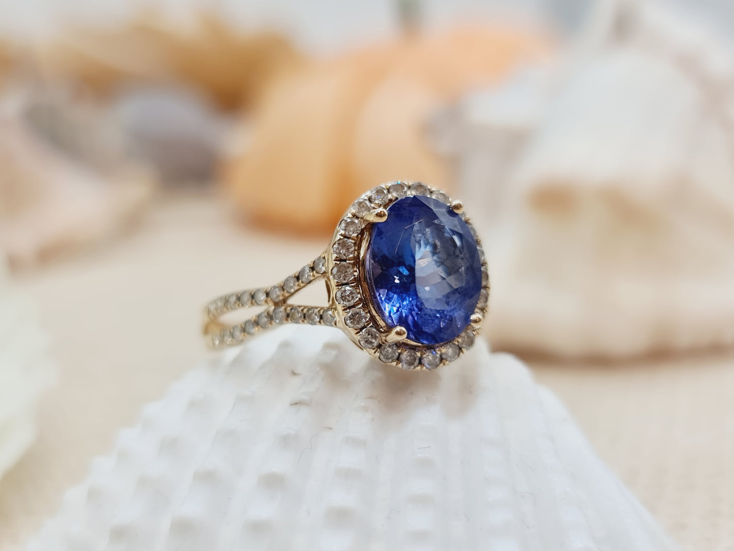 Ring Tansanit Brillanten 585 14 KT Gold Gr. 64