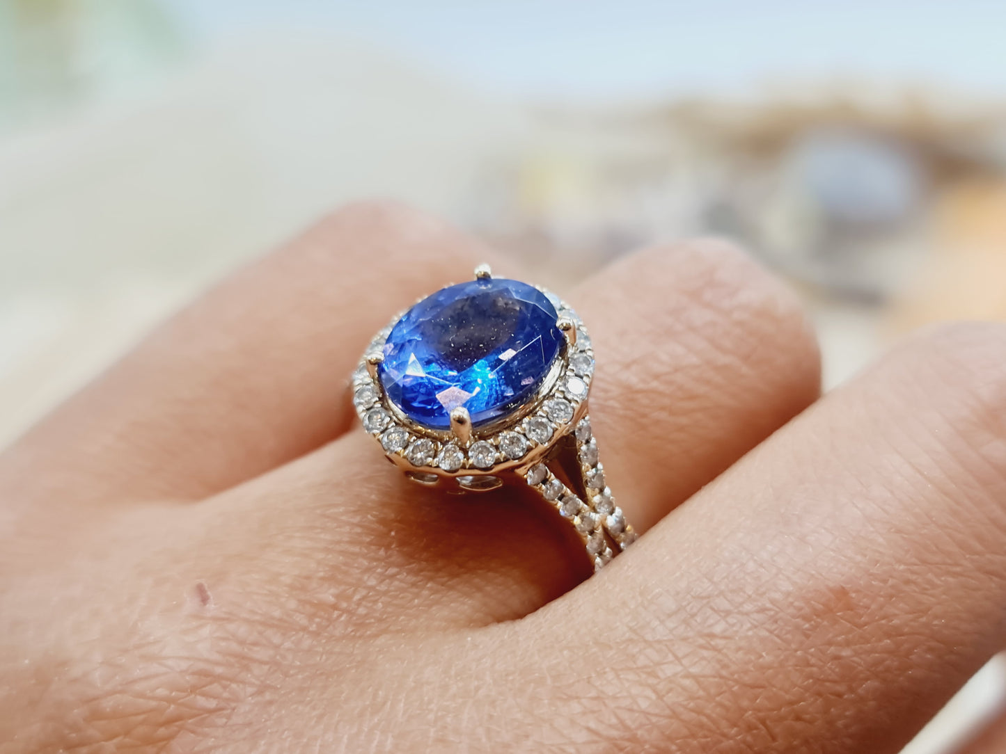 Ring Tansanit Brillanten 585 14 KT Gold Gr. 64