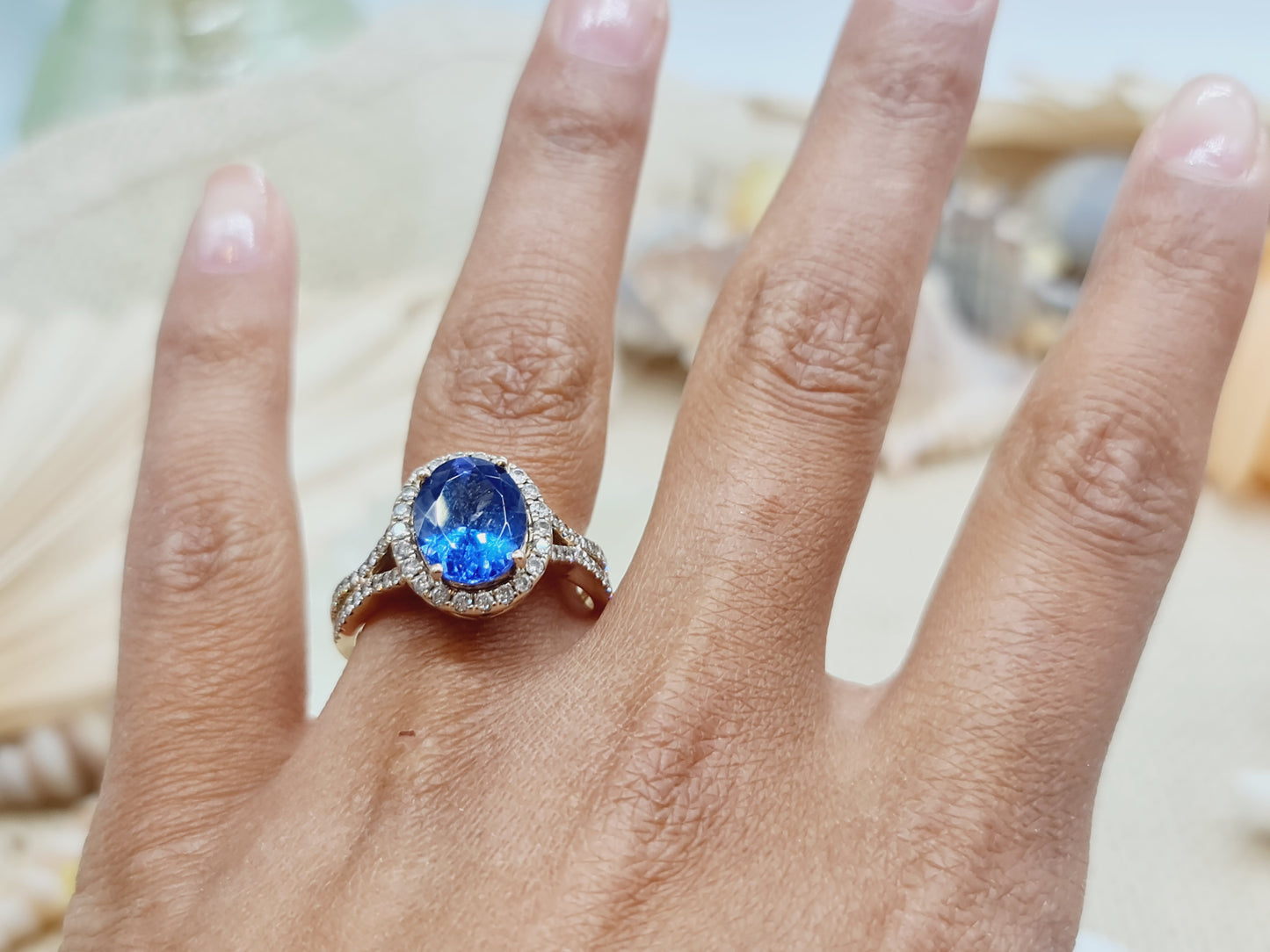 Ring Tansanit Brillanten 585 14 KT Gold Gr. 64
