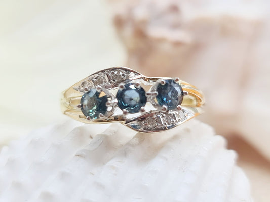Ring Safire Brillanten 585 14 KT Gold Gr. 54
