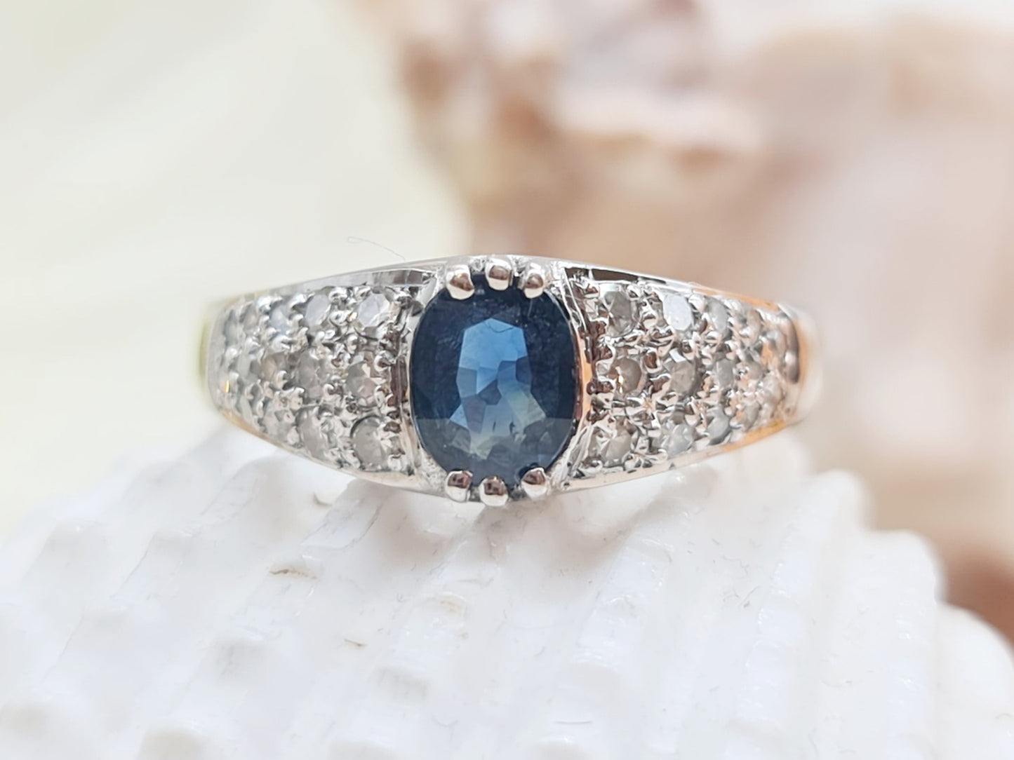 Ring Safir Brillanten 750 18 KT Weißgold Gr. 54