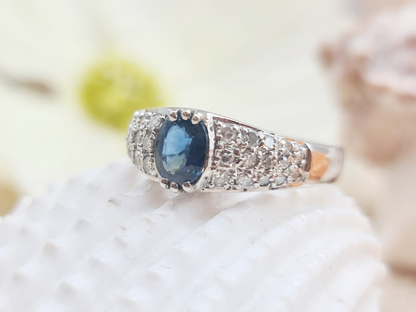 Ring Safir Brillanten 750 18 KT Weißgold Gr. 54