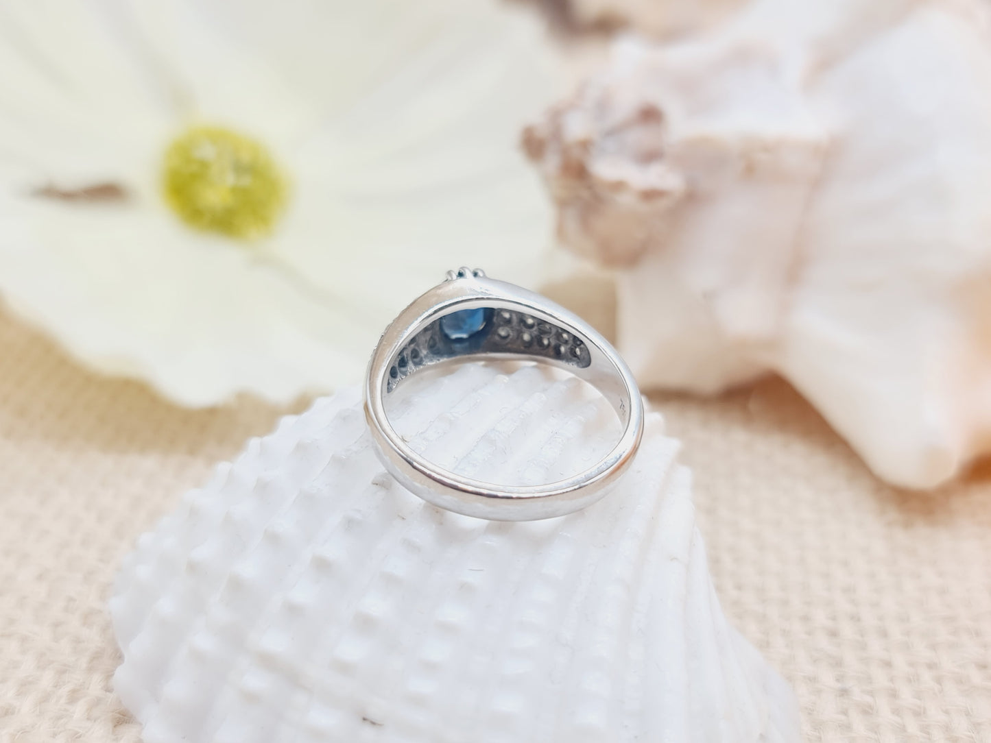 Ring Safir Brillanten 750 18 KT Weißgold Gr. 54