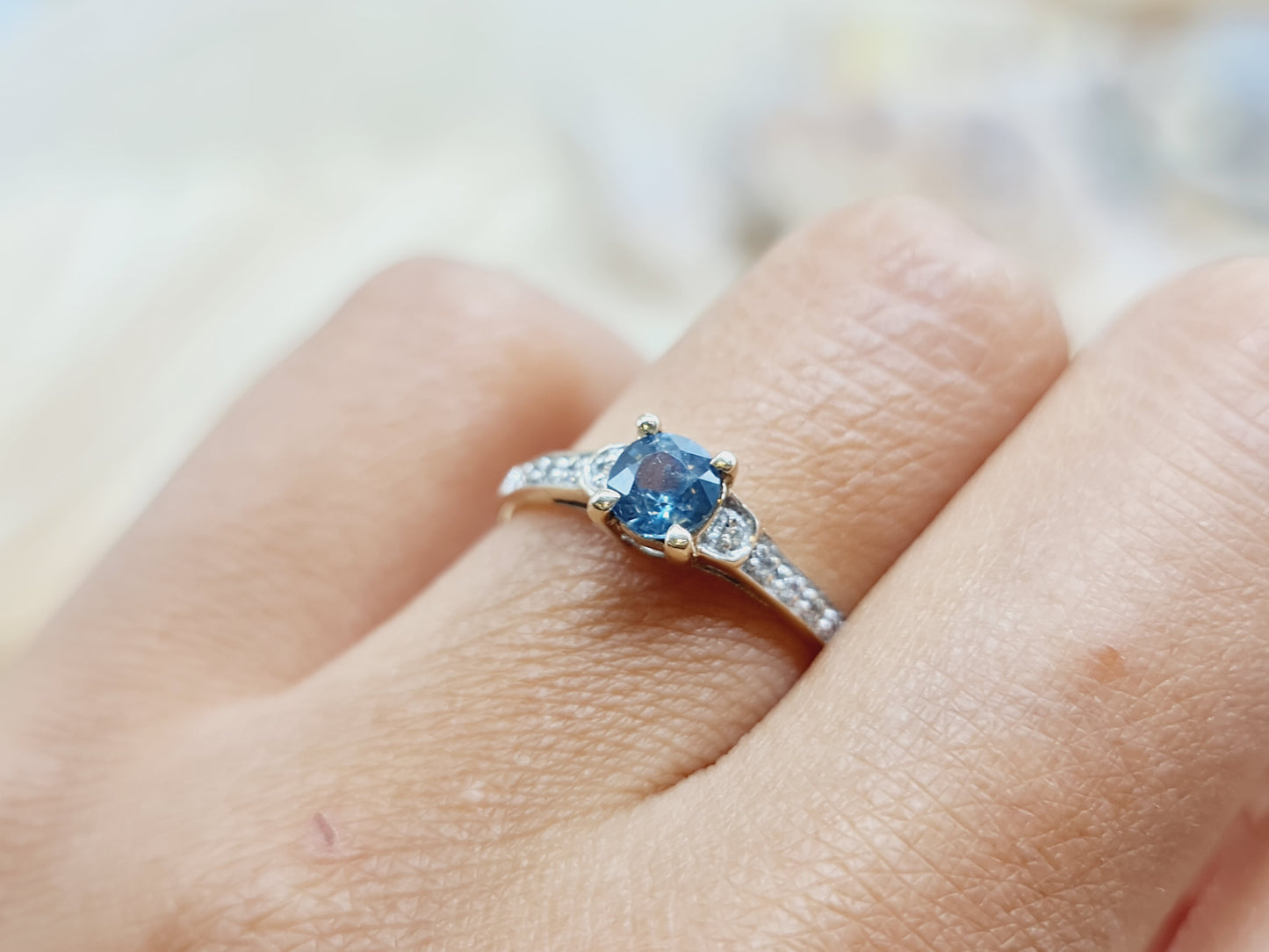 Ring Safire 375 9 KT Gold Gr. 55