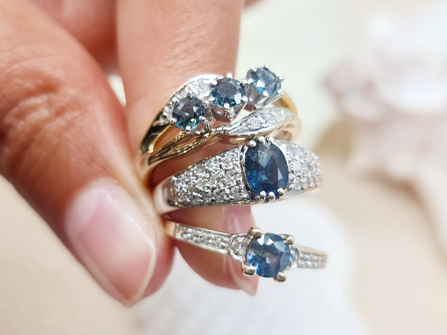 Ring Safire 375 9 KT Gold Gr. 55