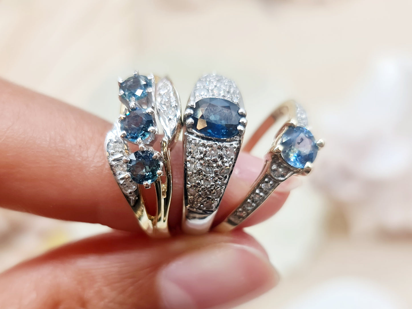 Ring Safir Brillanten 750 18 KT Weißgold Gr. 54