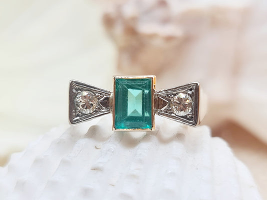 Ring Spinell Diamanten 585 14 KT Gold Gr. 58