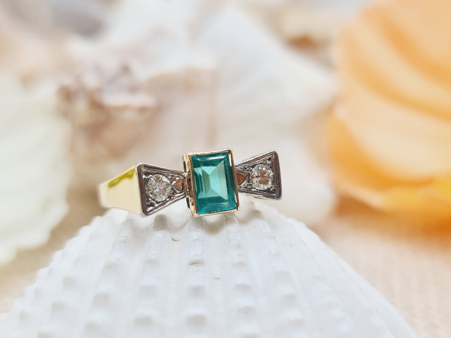 Ring Spinell Diamanten 585 14 KT Gold Gr. 58