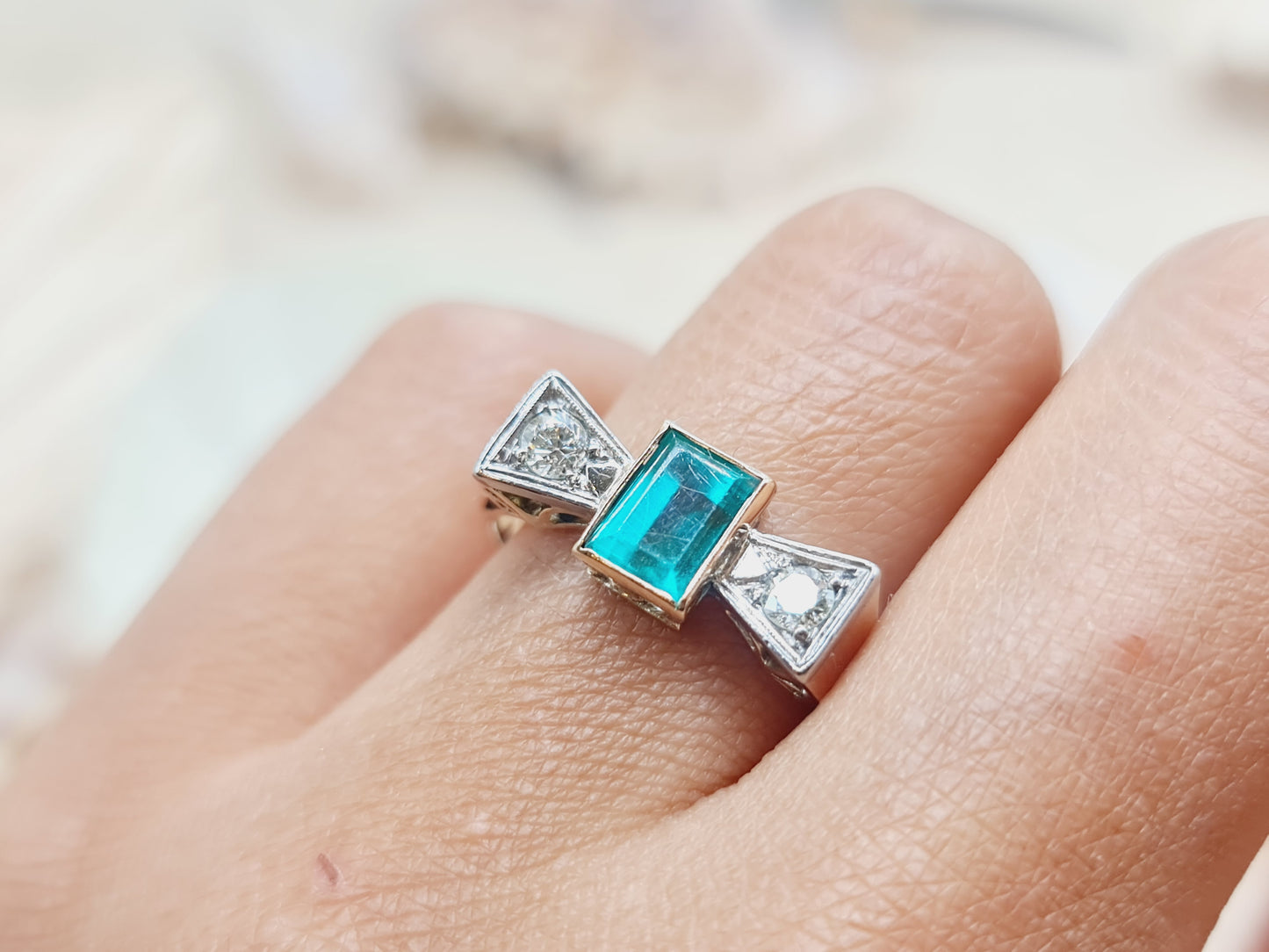 Ring Spinell Diamanten 585 14 KT Gold Gr. 58
