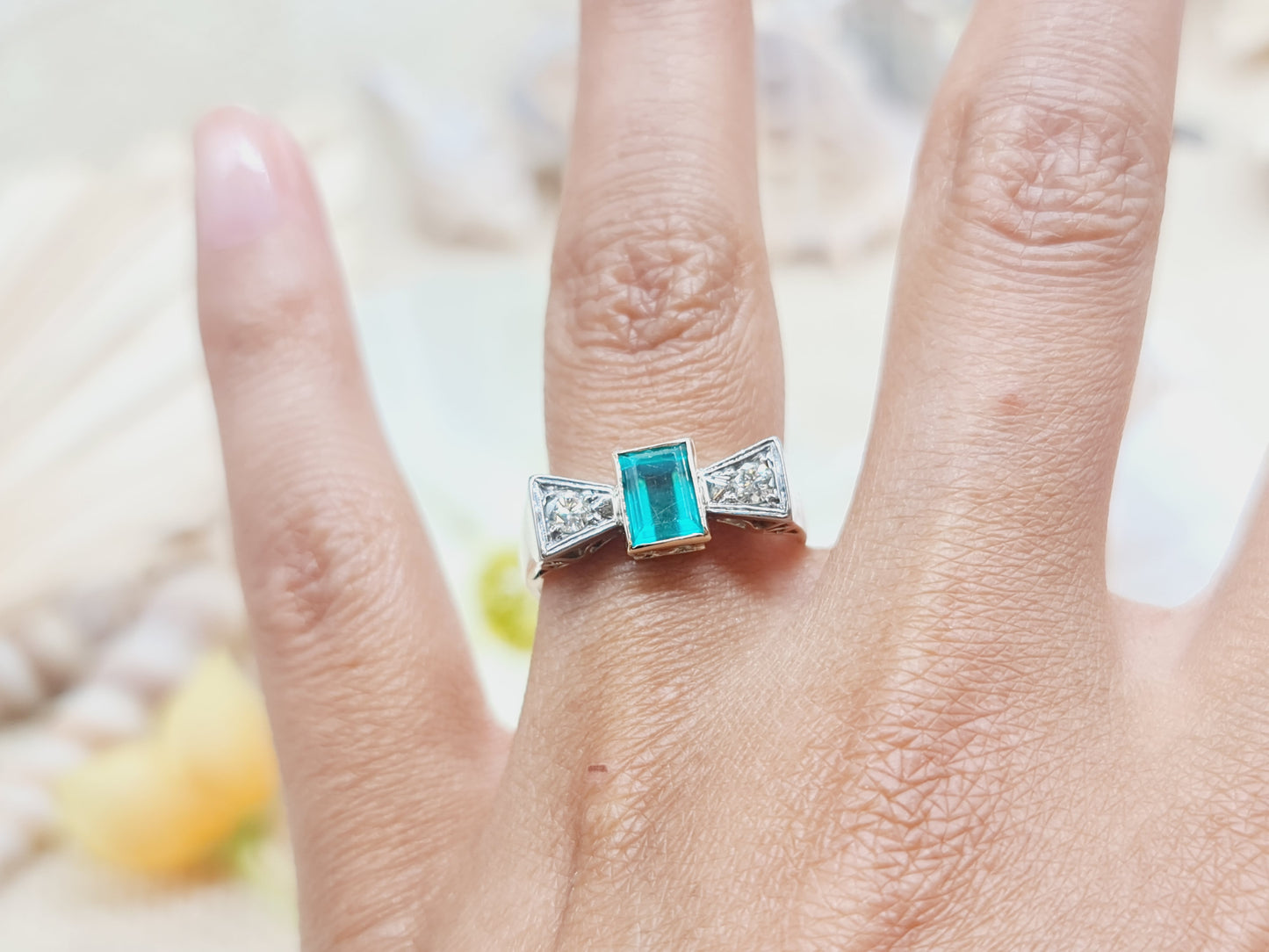 Ring Spinell Diamanten 585 14 KT Gold Gr. 58