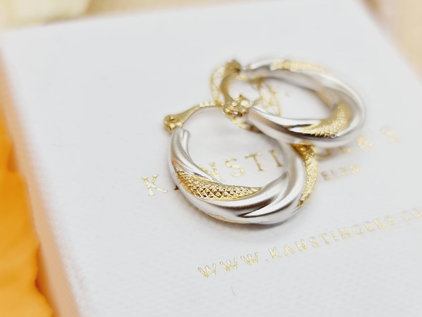 Ohrringe Creolen Kordel 333 8 KT Bicolor Gold