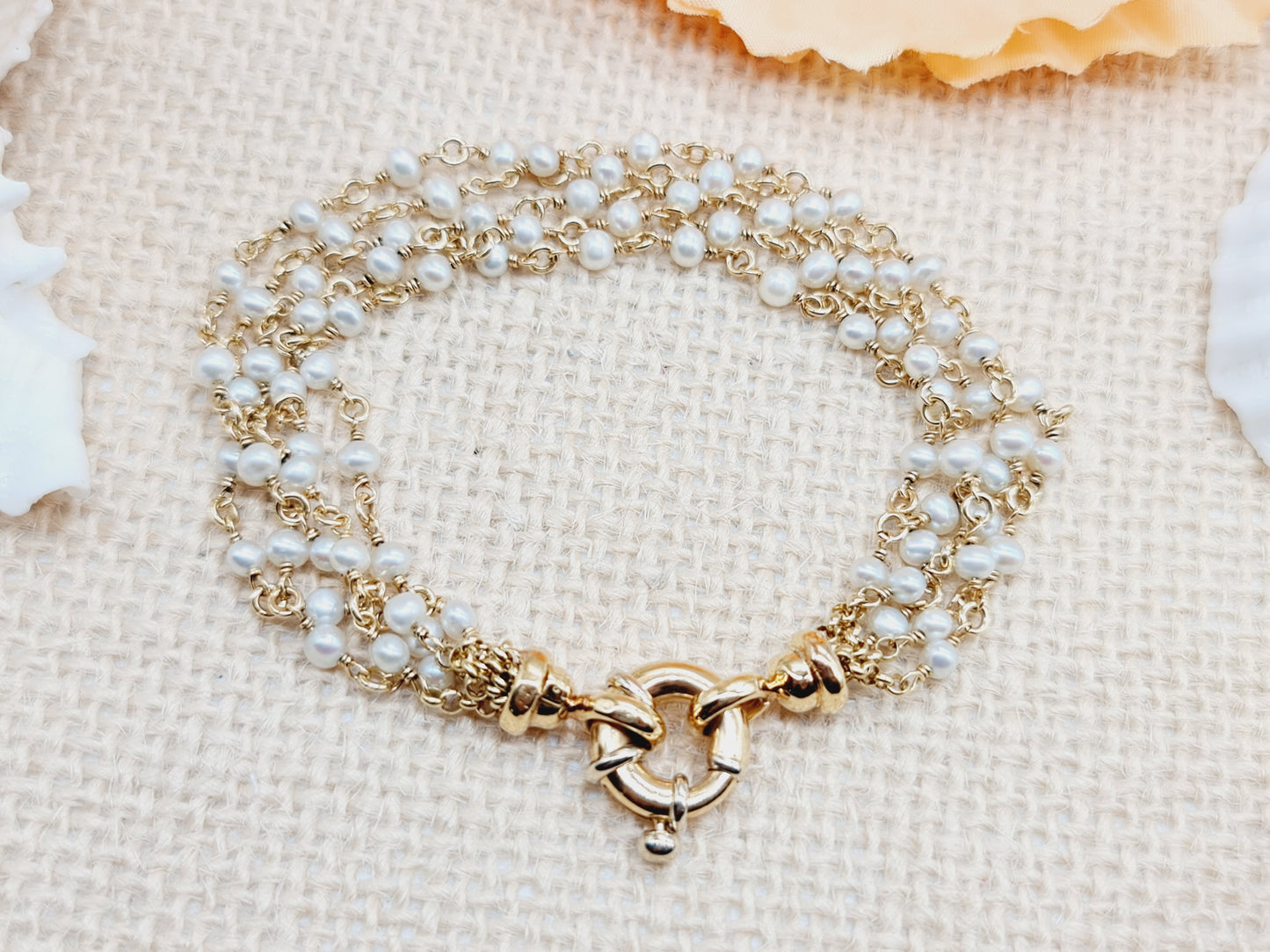 Armband Perlen 13mm 19cm 750 18 KT Gold