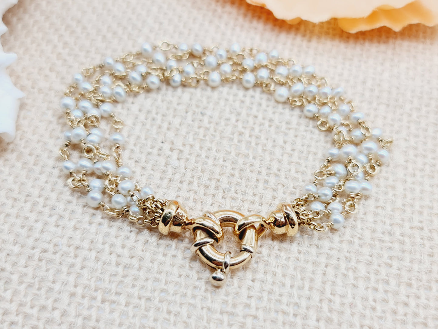 Armband Perlen 13mm 19cm 750 18 KT Gold