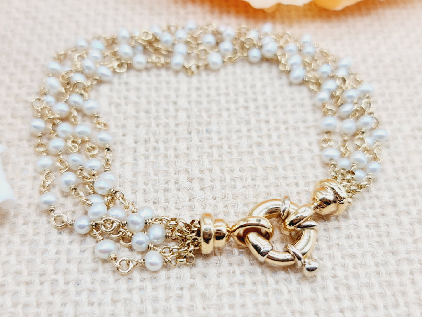 Armband Perlen 13mm 19cm 750 18 KT Gold