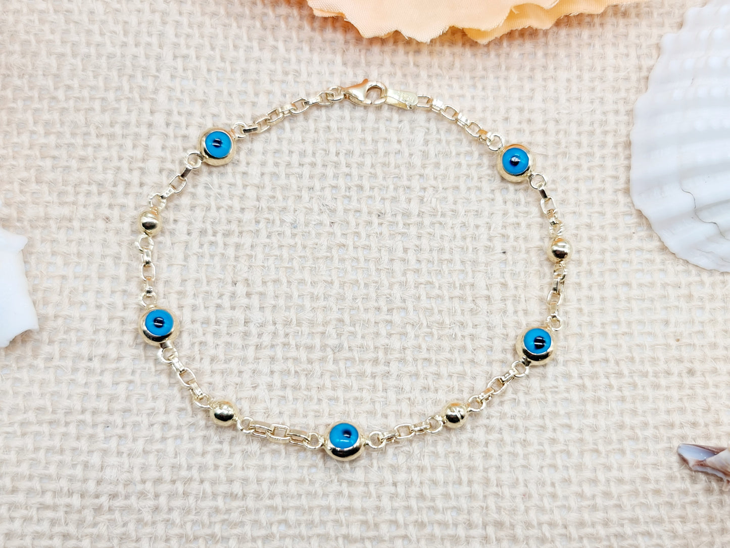 Armband Anker Evil Eye 6mm 19cm 585 14 KT Gold