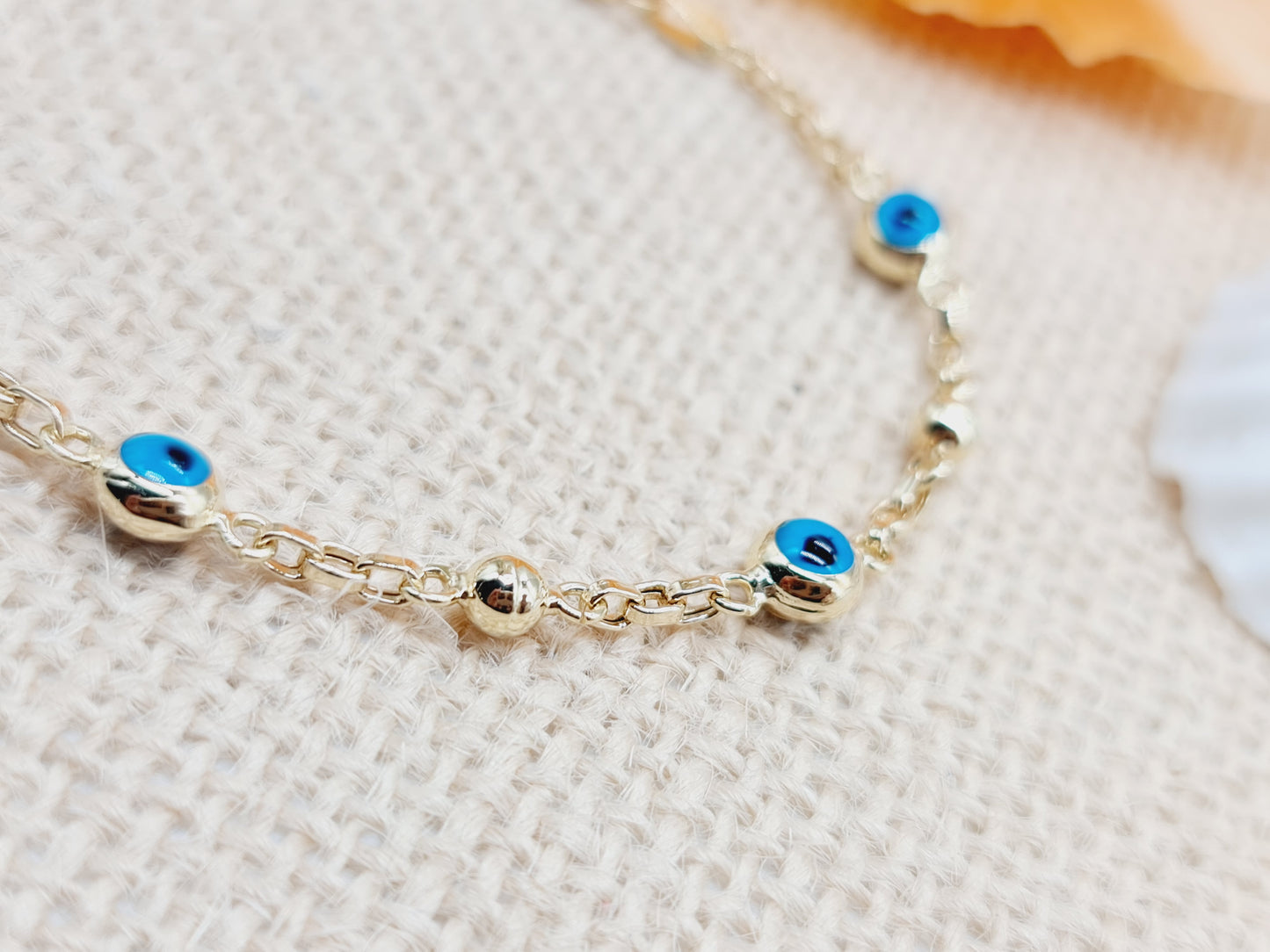 Armband Anker Evil Eye 6mm 19cm 585 14 KT Gold