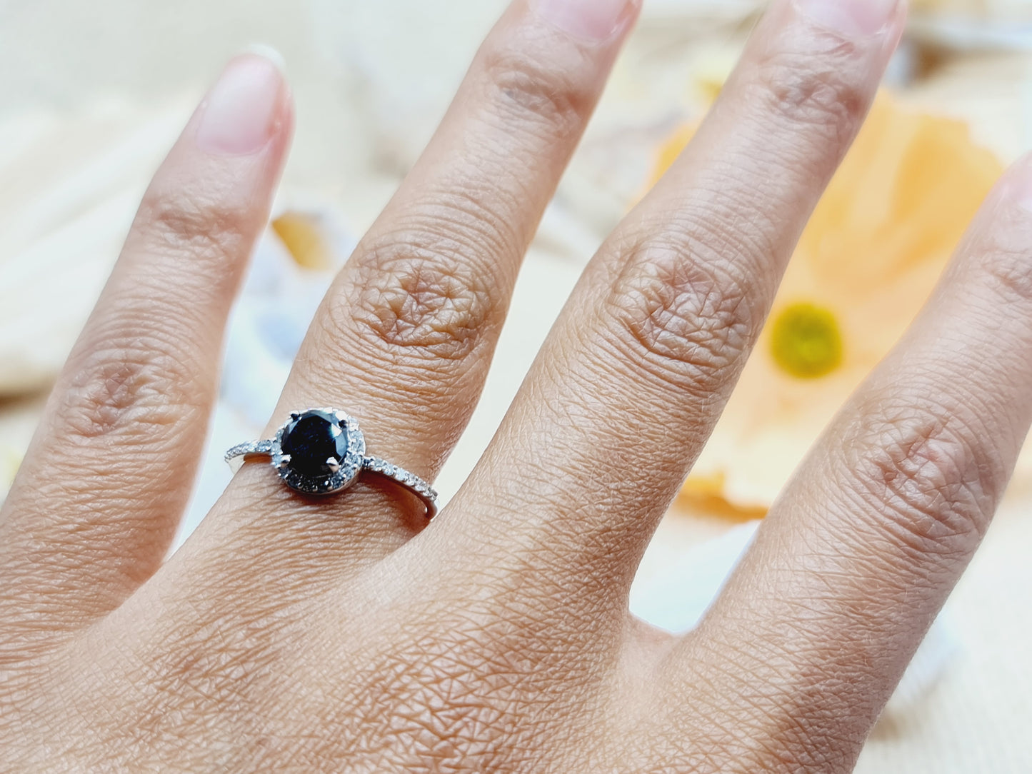 Ring Hemathit Brillanten 375 9 KT Weißgold Gr. 55