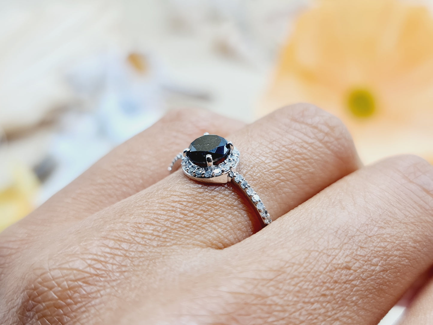 Ring Hemathit Brillanten 375 9 KT Weißgold Gr. 55