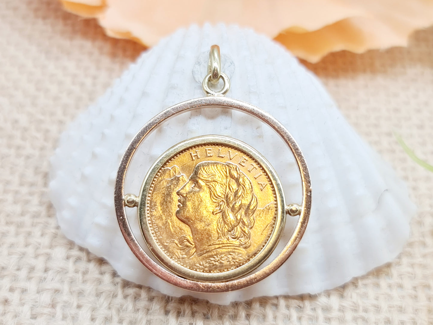 Anhänger 10 Franken Schweiz 585 14 KT Gold