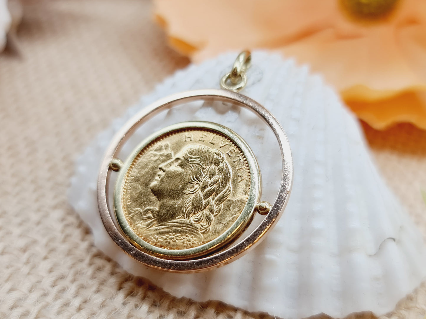 Anhänger 10 Franken Schweiz 585 14 KT Gold