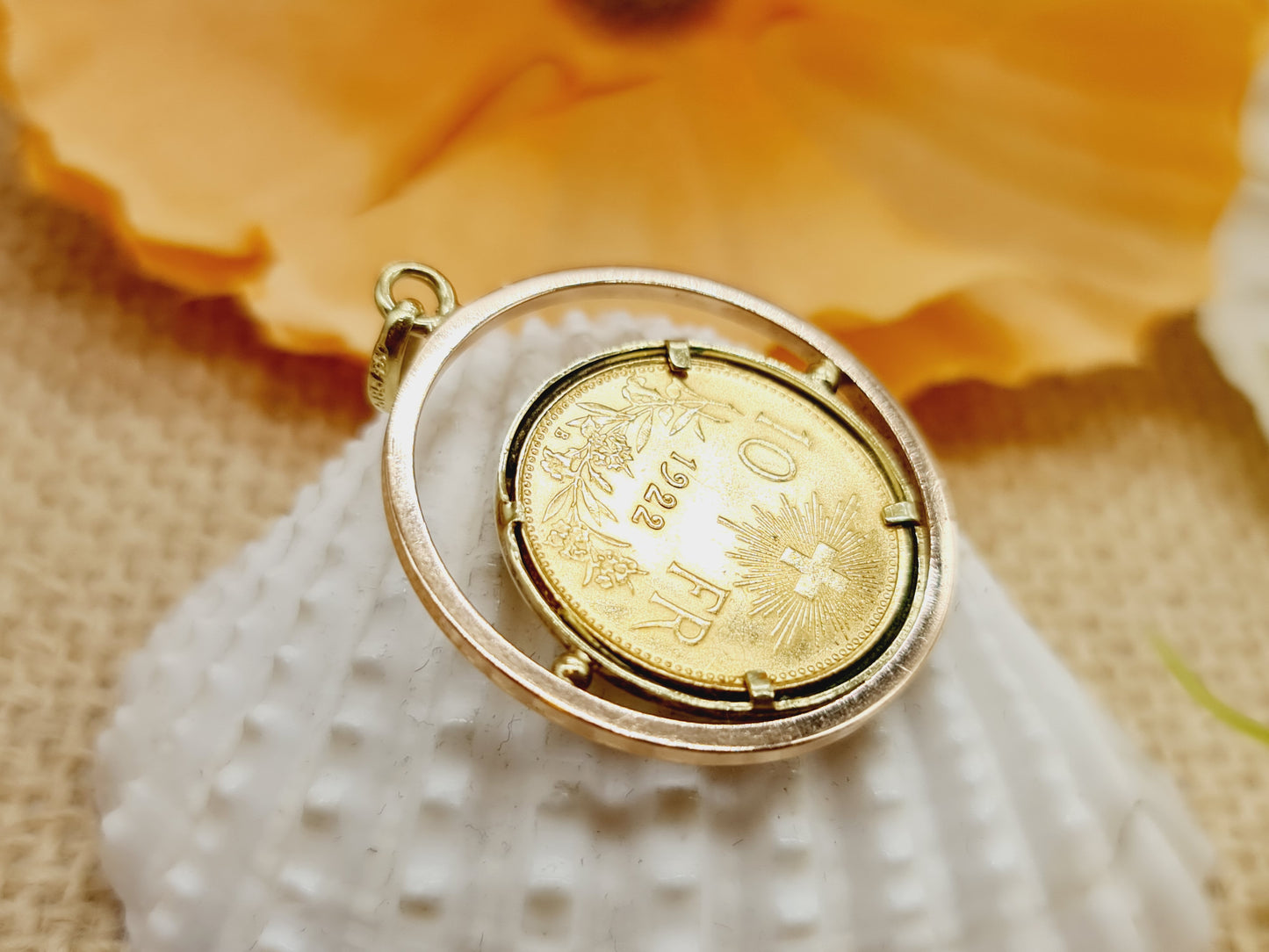 Anhänger 10 Franken Schweiz 585 14 KT Gold
