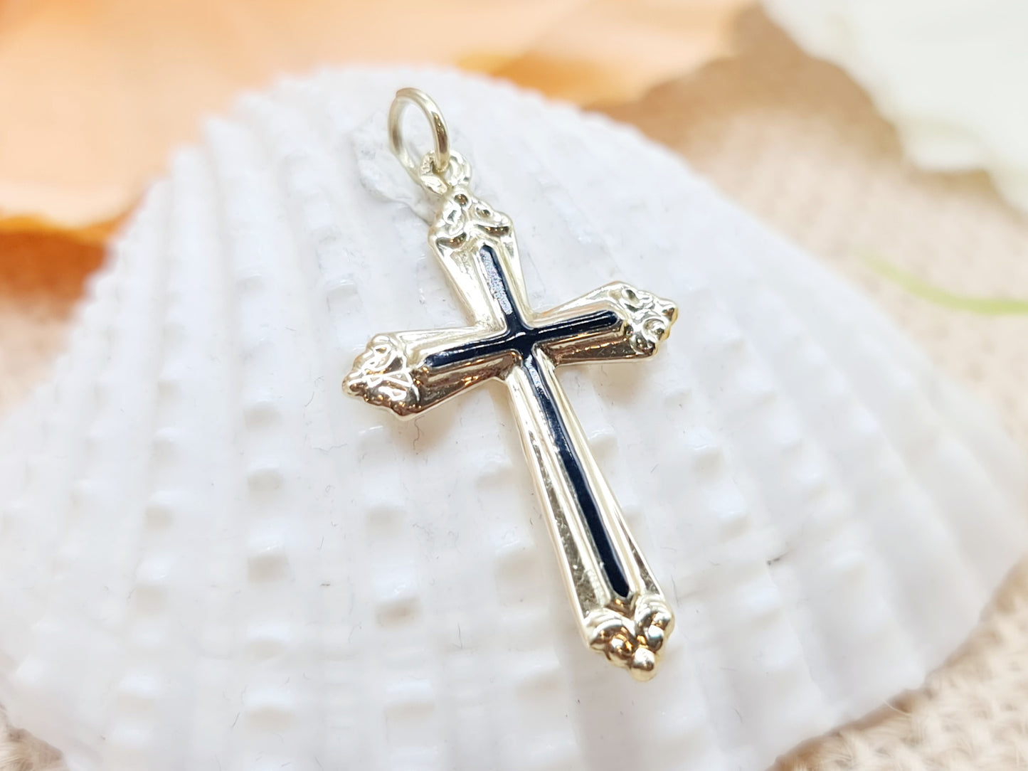 Anhänger Kreuz Emaille 585 14 KT Gold
