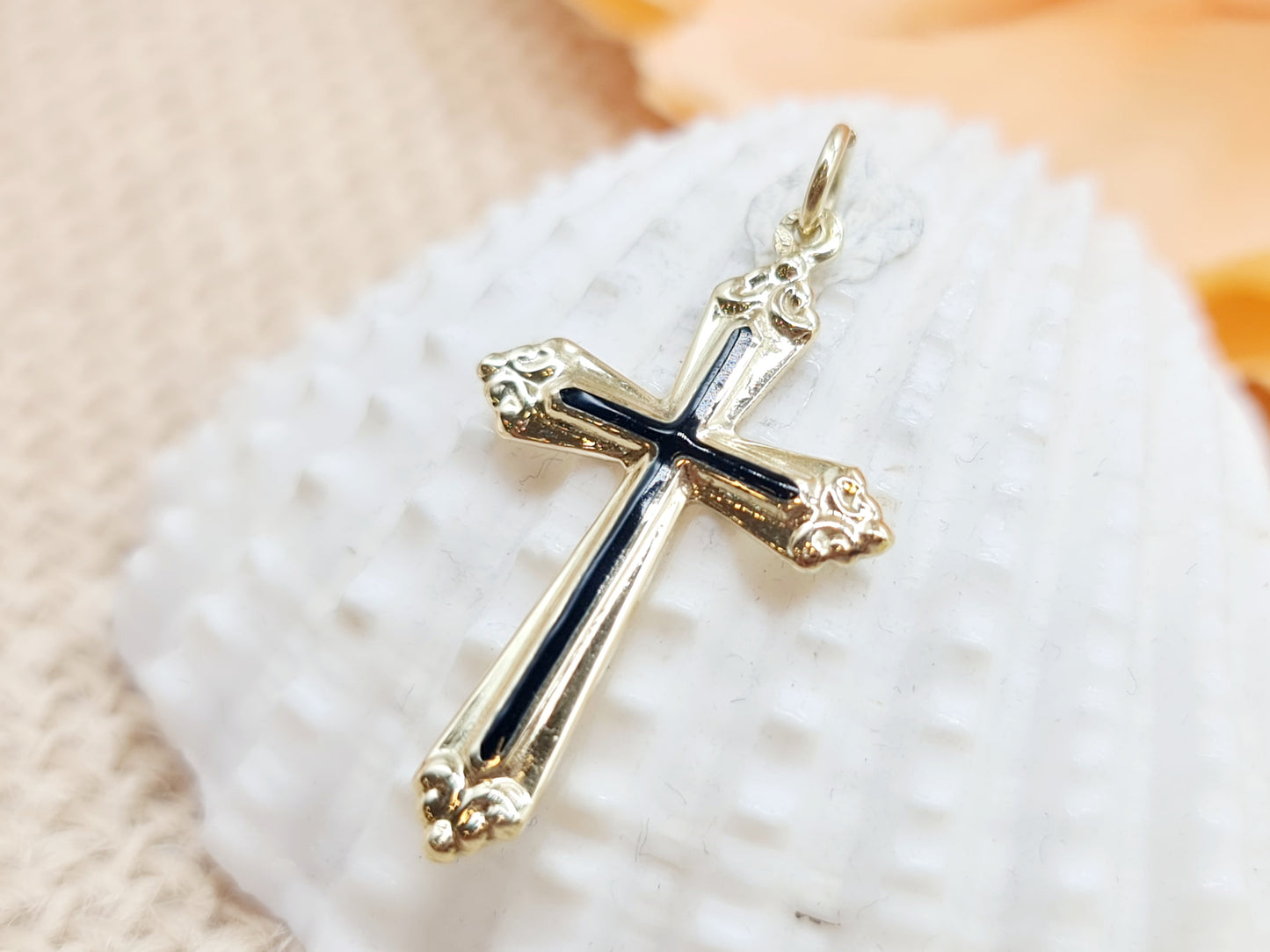 Anhänger Kreuz Emaille 585 14 KT Gold