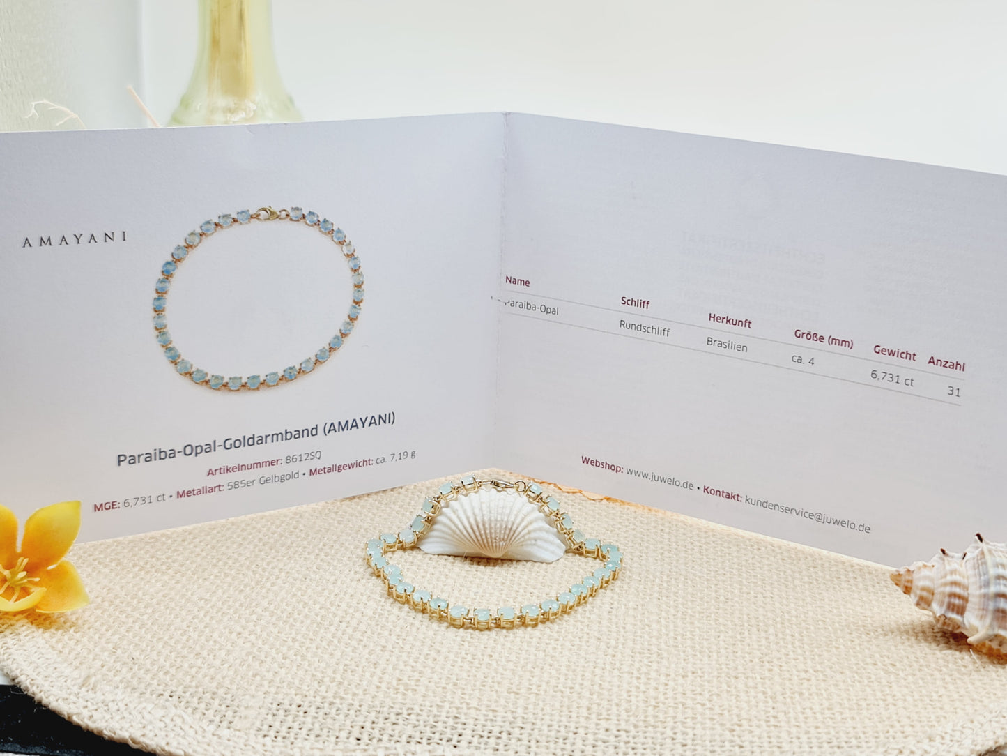 Armband Tennis Paraiba Opal 585 14 KT Gold