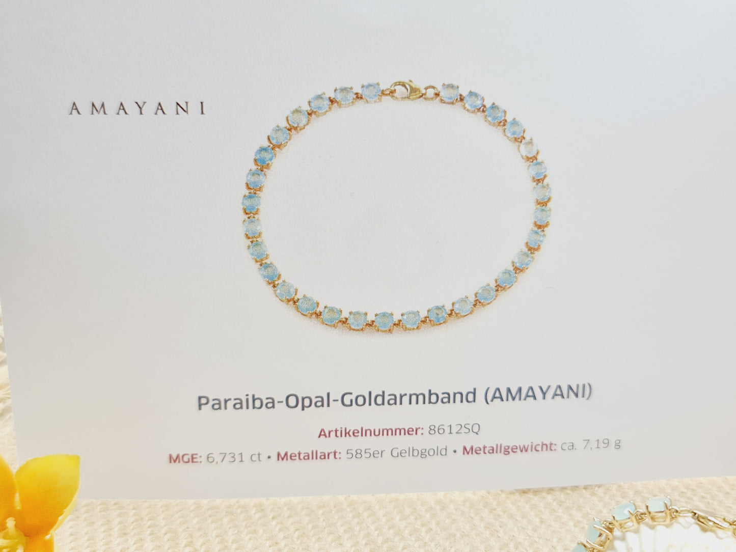 Armband Tennis Paraiba Opal 585 14 KT Gold