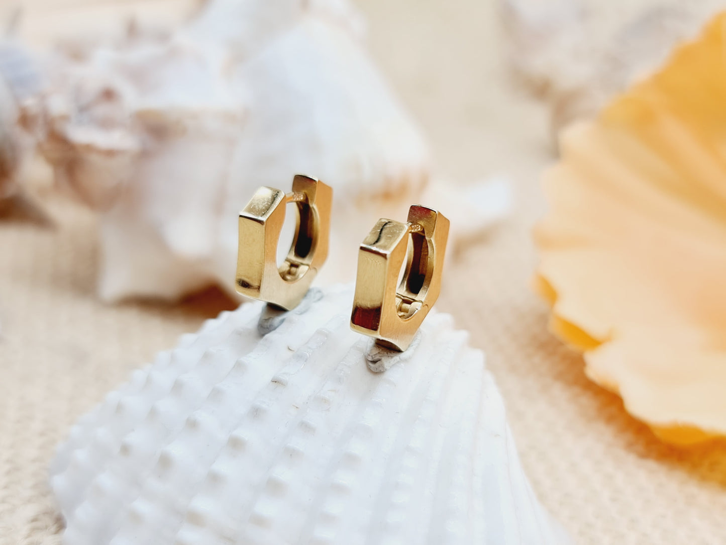 Ohrringe Creolen Eckig 375 9 KT Gold