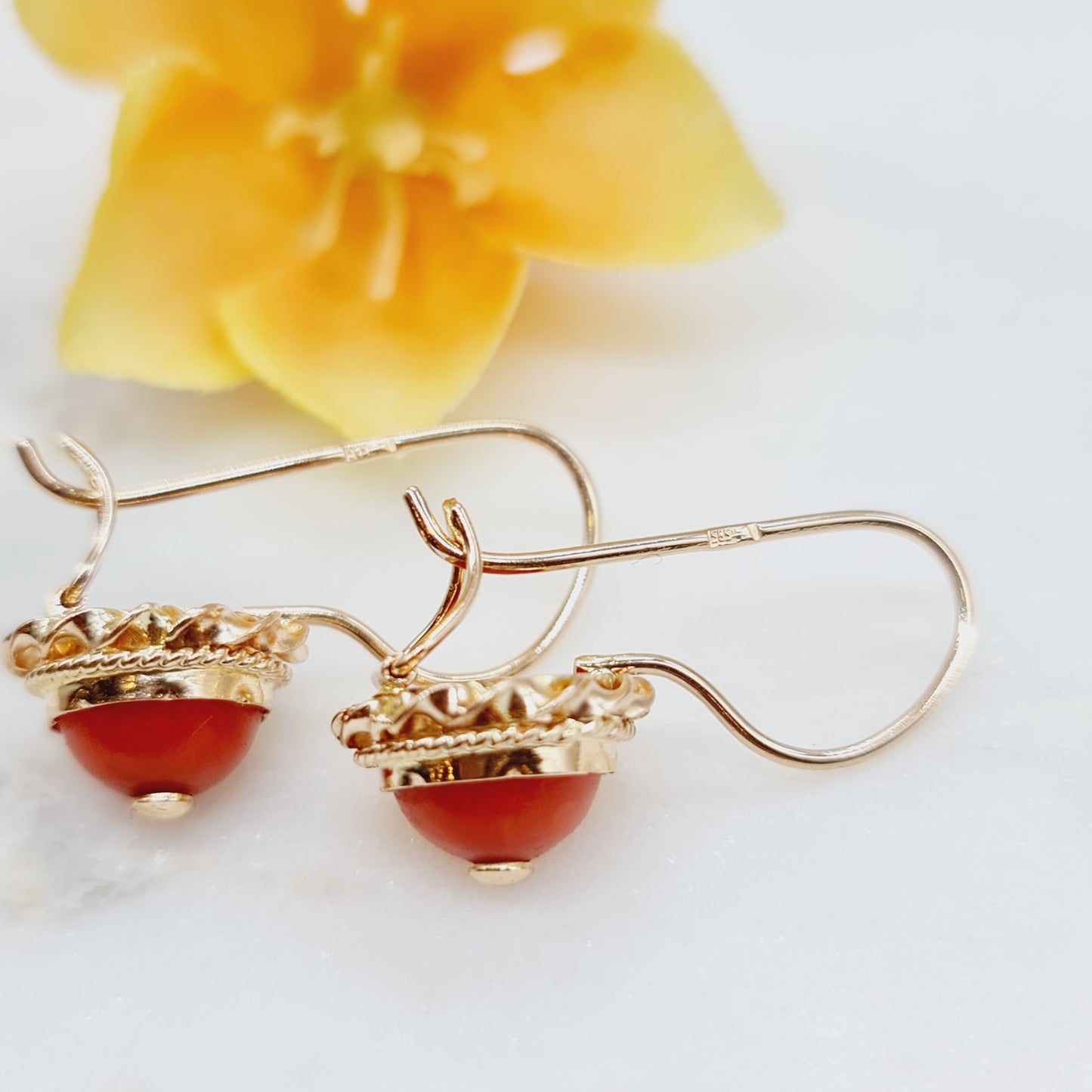 Ohrringe Koralle 585 14 KT Gold